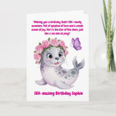 Carte Jolie couleur florale Lion de mer Anniversaire de  (Devant)