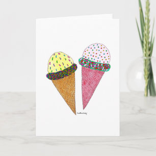 Carte Jolie crème glacée d'anniversaire colorée