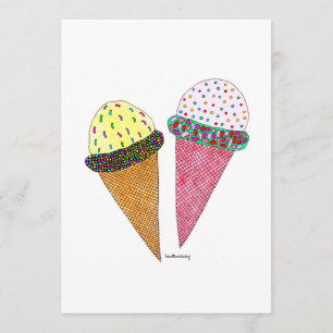 Carte Jolie crème glacée d'anniversaire colorée