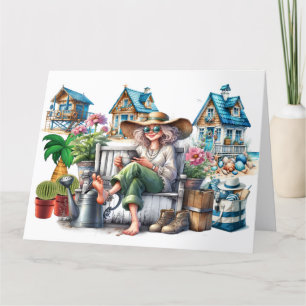 Carte Jolie Dame Senior - Voir À L'Intérieur -