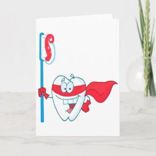 Carte Jolie dent Souriante Superhero dent avec brosse à