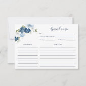 Carte Jolie Dusty Blue Floral Fête des mariées Recette (Devant)