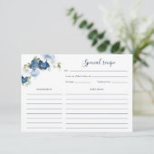 Carte Jolie Dusty Blue Floral Fête des mariées Recette (Debout devant)