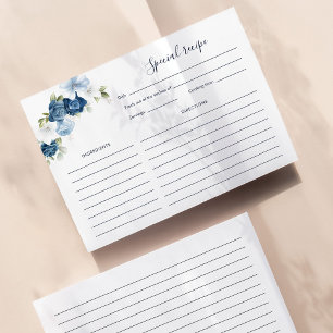 Carte Jolie Dusty Blue Floral Fête des mariées Recette