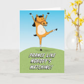 Carte Jolie et drôle Cheval Dansant Anniversaire (Fleur jaune)