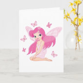 Carte Jolie Fée Rose et Papillons Magiques (Fleur jaune)