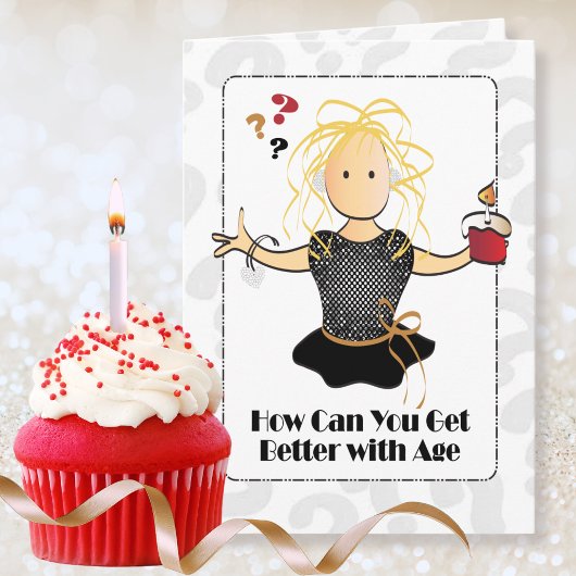 Carte Jolie Femme Cartoon Sweet Classy Joyeux anniversai