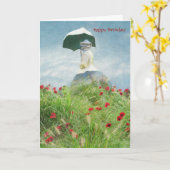 Carte Jolie femme florale avec Parasol Monet Tradition (Fleur jaune)