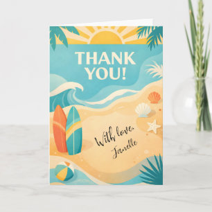 Carte Jolie fête au bord de la piscine d'été Merci Plage