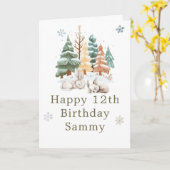 Carte Jolie fête d'anniversaire des lapins d'hiver (Fleur jaune)