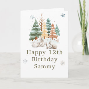Carte Jolie fête d'anniversaire des lapins d'hiver