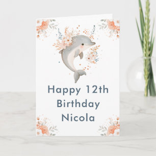 Carte Jolie fête d'anniversaire du dauphin floral