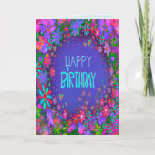 Carte Jolie Fête d'Anniversaire Fleurie Violette Féminin (Devant)