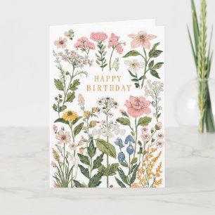 Carte Jolie Fête d'Anniversaire Florale