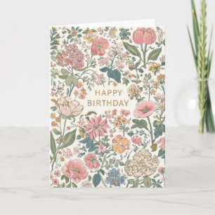 Carte Jolie Fête d'Anniversaire Florale
