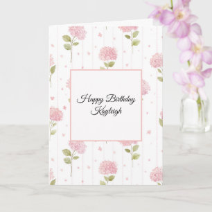 Carte Jolie Fête d'anniversaire florale rose