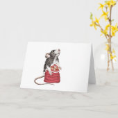 Carte Jolie fête de Noël rat (Fleur jaune)
