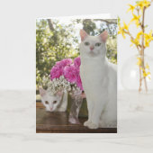 Carte Jolie Fête des Mères de Chat et Kitten (Fleur jaune)