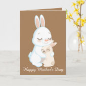 Carte Jolie fête des mères lapins de vacances (Fleur jaune)