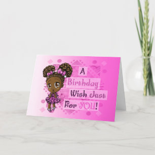 Carte Jolie fille afro-américaine anniversaire