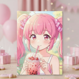 Carte Jolie Fille Anime   Anniversaire de la Fille Color