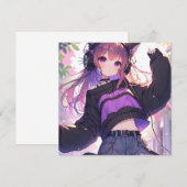 Carte Jolie fille Anime dans casque avec oreilles de cha (Devant / Derrière)