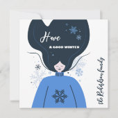 Carte Jolie fille Bon hiver (Devant)