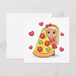 Carte Jolie fille de dessin animé avec une tranche de pi