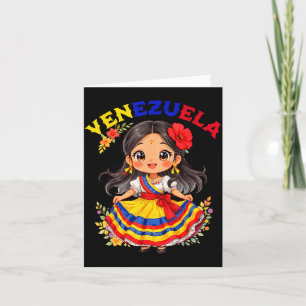 Carte Jolie Fille du Venezuela Robe Traditionnelle Art C
