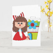 Carte Jolie Fille en Chiffon (Fleur jaune)