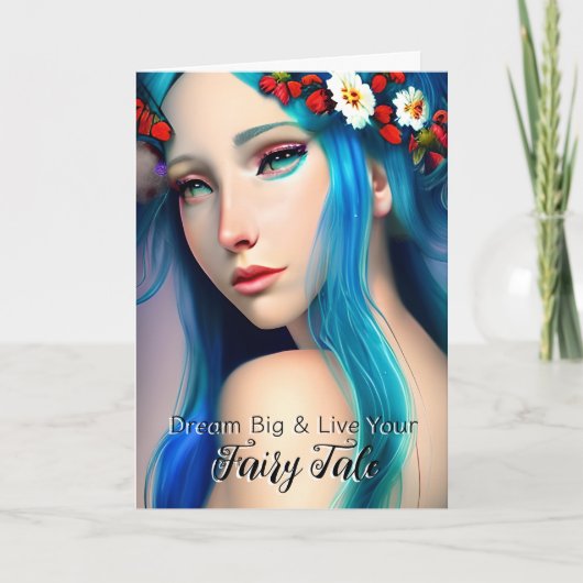 Carte Jolie fille enchantée avec des fleurs | Conte de f (Devant)