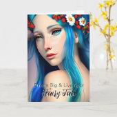 Carte Jolie fille enchantée avec des fleurs | Conte de f (Fleur jaune)