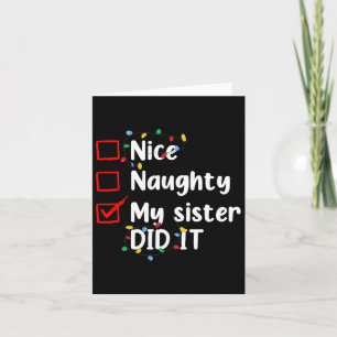 Carte Jolie Fille Ma Soeur L'A Fait À Noël Hommes De Fam