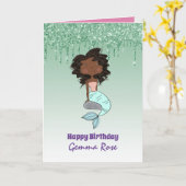 Carte Jolie fille noire Anniversaire - Beaucoup de thème (Fleur jaune)