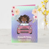 Carte Jolie Fille Noire Anniversaire - Beaucoup de Thème (Fleur jaune)