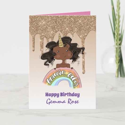 Carte Jolie Fille Noire Anniversaire Fille - Beaucoup de (Devant)
