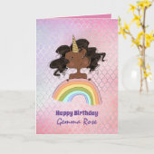 Carte Jolie Fille Noire Anniversaire Fille - Beaucoup de (Fleur jaune)