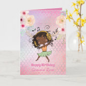 Carte Jolie Fille Noire Anniversaire Fille - Beaucoup de (Fleur jaune)