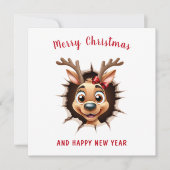 Carte Jolie Fille Rindeer Noël (Devant)