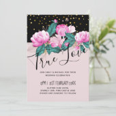 Carte Jolie fille rose Mariage d'or noir (Debout devant)