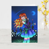 Carte Jolie fille Sci-Fi (Fleur jaune)