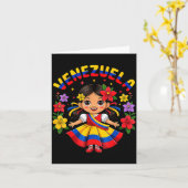 Carte Jolie Fille Vénézuélienne Enfants Robe Traditionne (Fleur jaune)