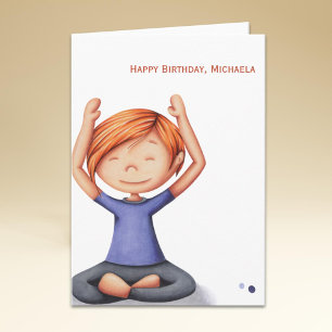 Carte Jolie fille Yoga faire de l'exercice Joyeux annive