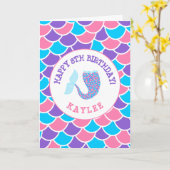 Carte Jolie Filles de Queue de Sirène Mermaid Joyeux ann (Fleur jaune)