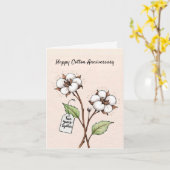 Carte Jolie fleur de coton 2e anniversaire mariage (Fleur jaune)