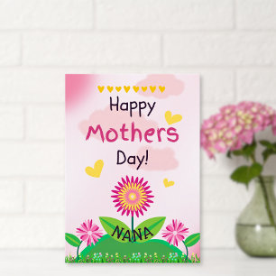 Carte Jolie Fleur Rose Jaune Enfant Fête des Mères NANA