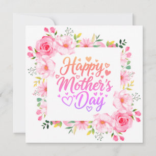 Carte Jolie Fleur Rose Joyeuse Fête des Mères