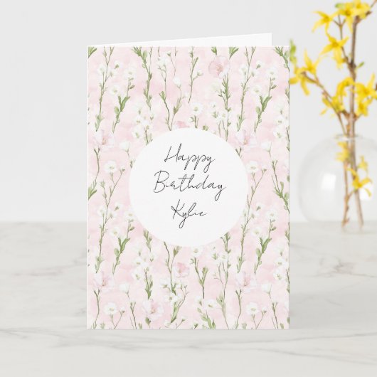 Carte Jolie Fleur rose pastel Anniversaire (Fleur jaune)
