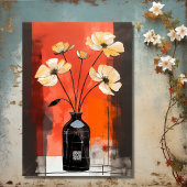 Carte Jolie Fleurs Modernes et Vase Anniversaire