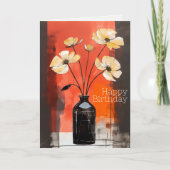 Carte Jolie Fleurs Modernes et Vase Anniversaire (Devant)